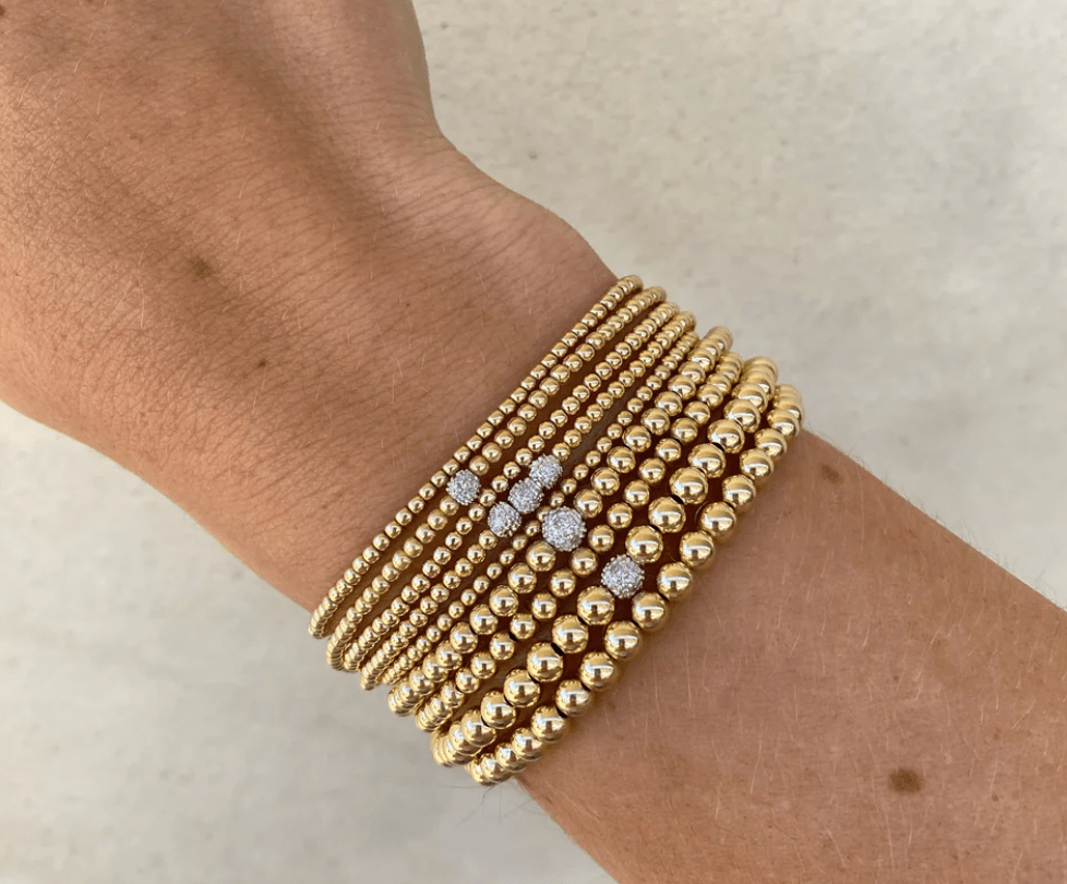 2MM Bracelet with 14k Gold Diamond Bead - Detour Boutiques