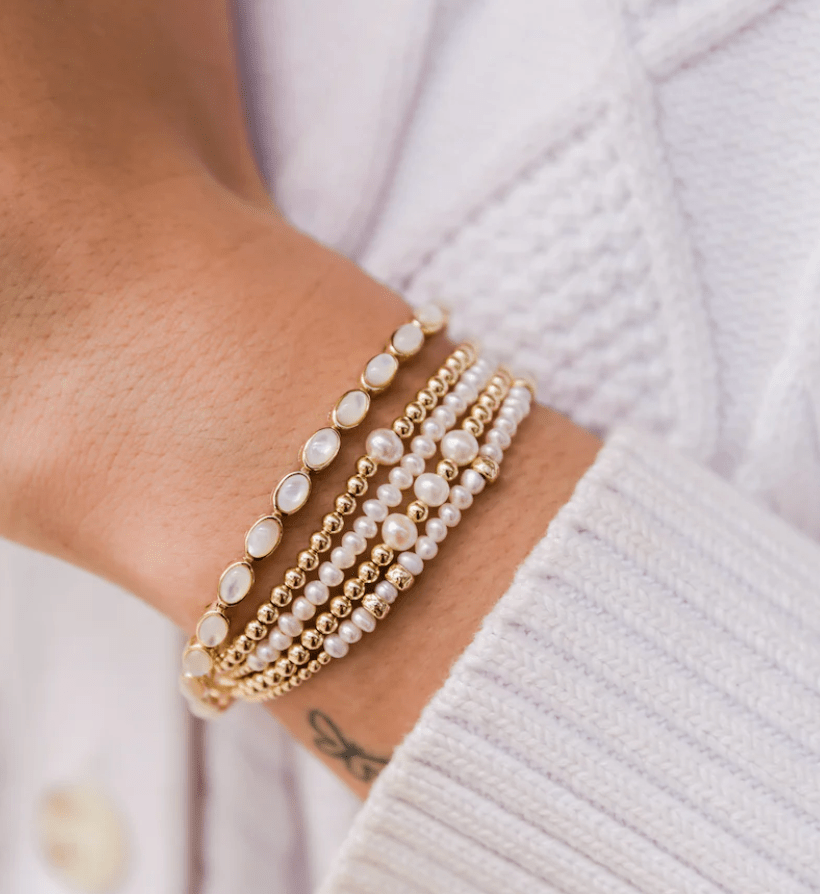3MM Signature Bracelet with Single White Pearl - 6.5 / Yellow Gold - Detour Boutiques