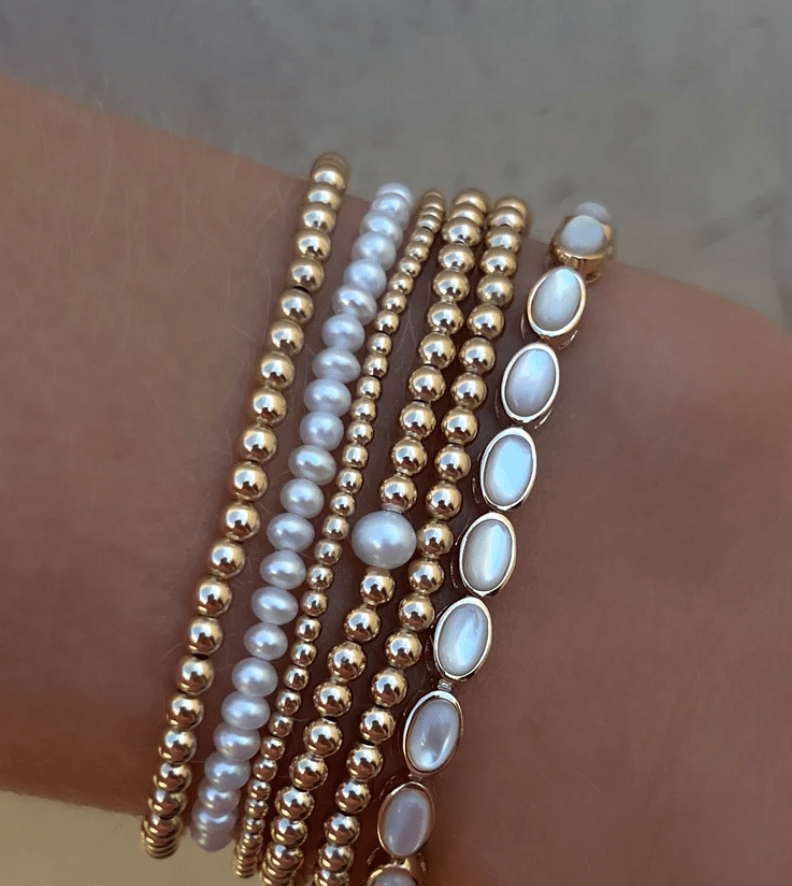 3MM Signature Bracelet with Single White Pearl - 6.5 / Yellow Gold - Detour Boutiques