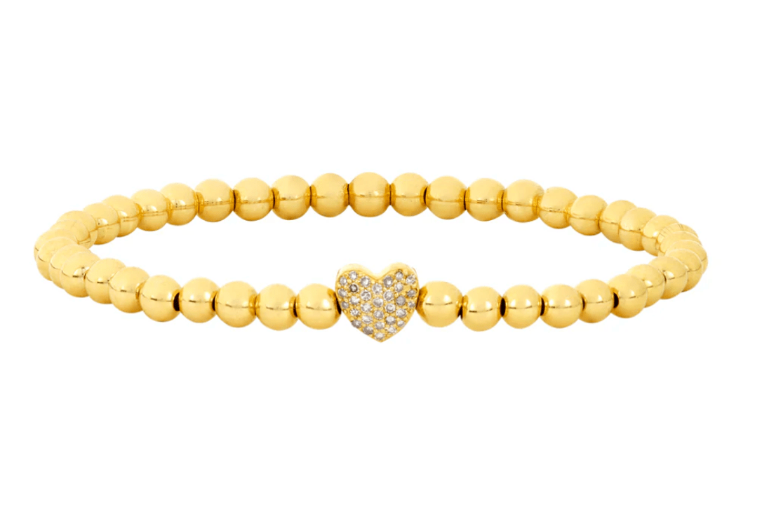 4MM Signature Bracelet with 14k Diamond Heart Bead - Detour Boutiques