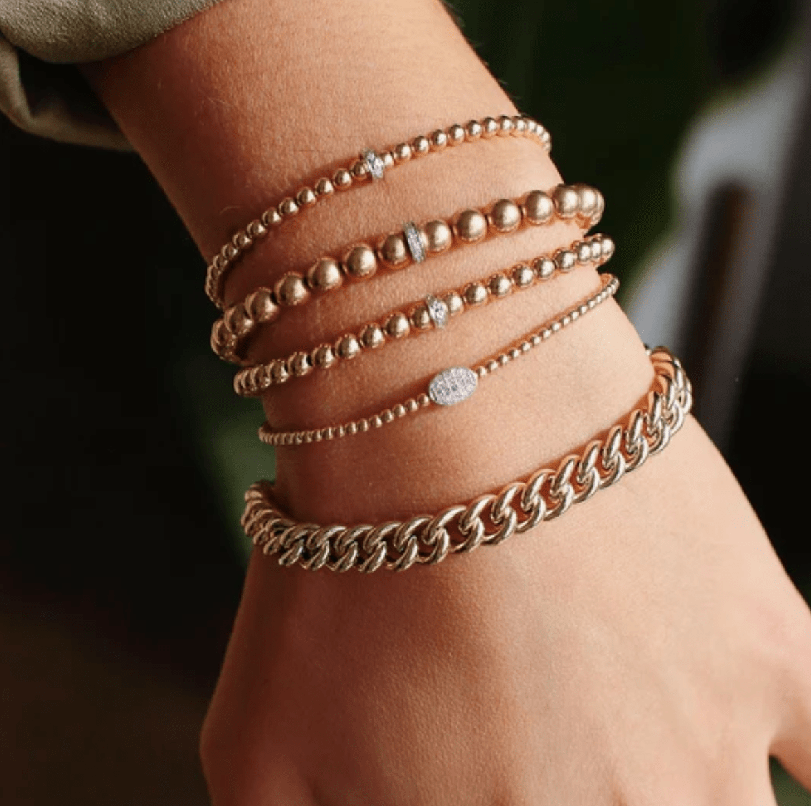 4mm Signature Bracelet with 14k Diamond Rondelle - Detour Boutiques