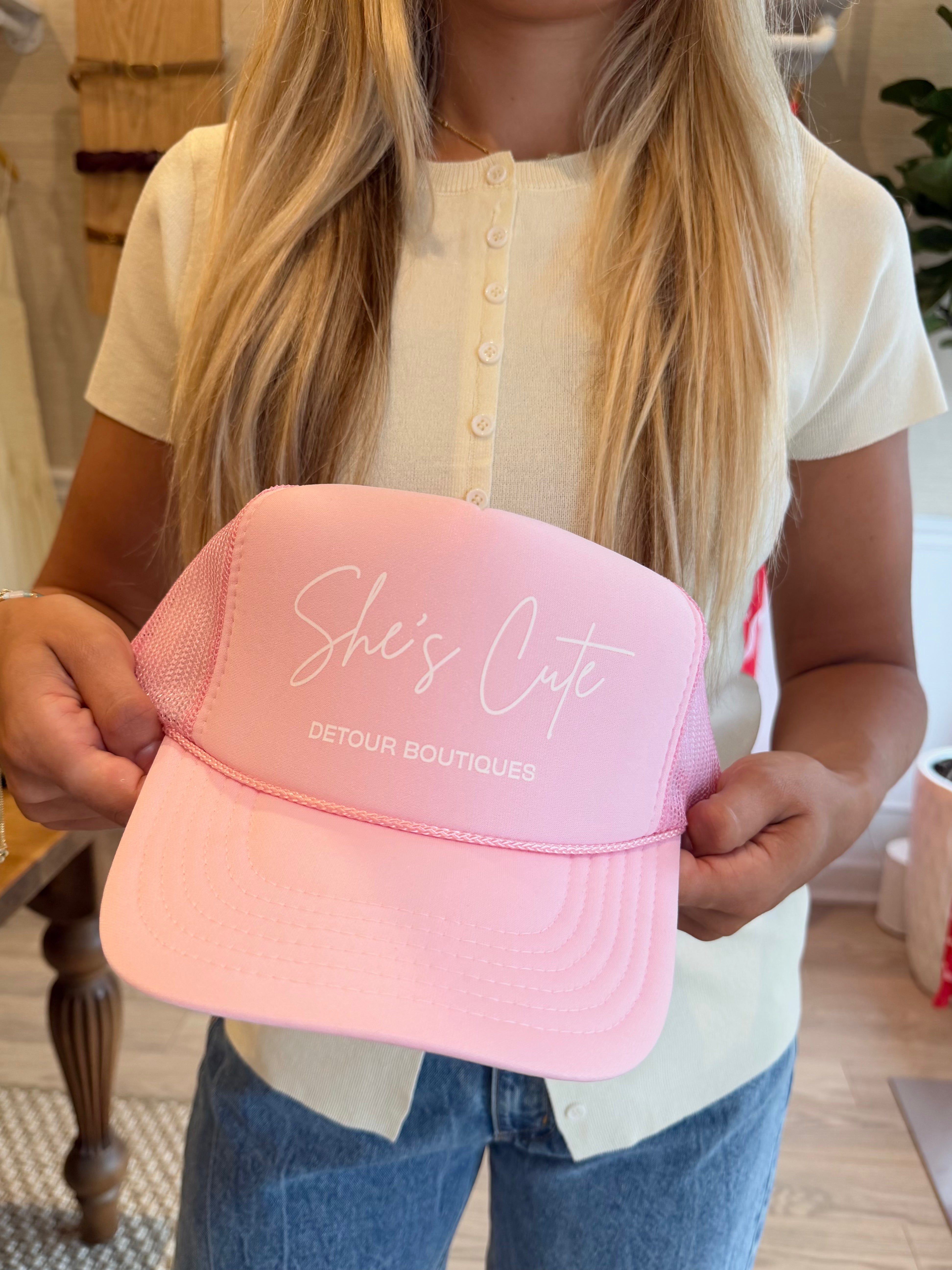 She's Cute Pink Trucker Hat