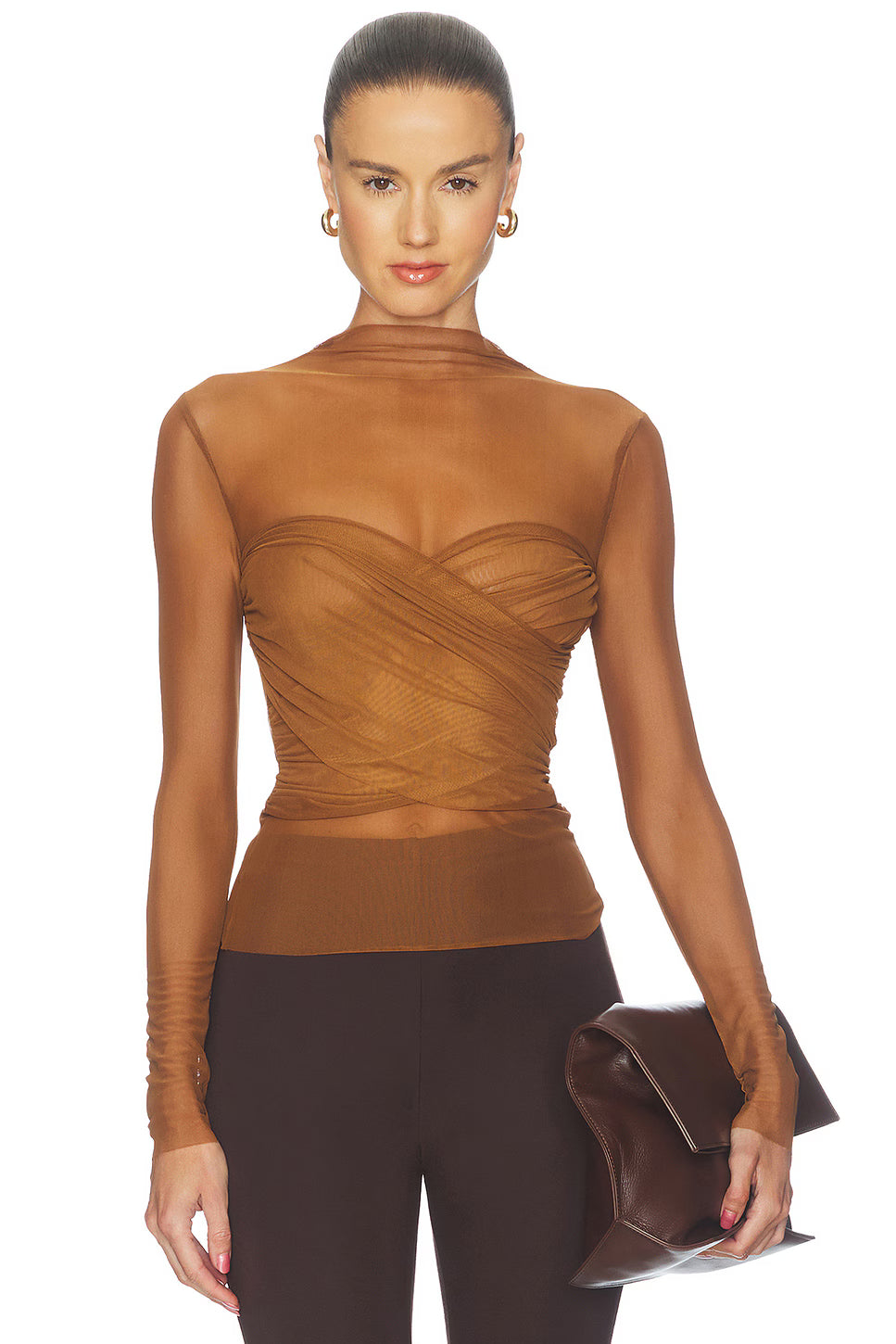 Saffy Mesh Top in Heritage Tan