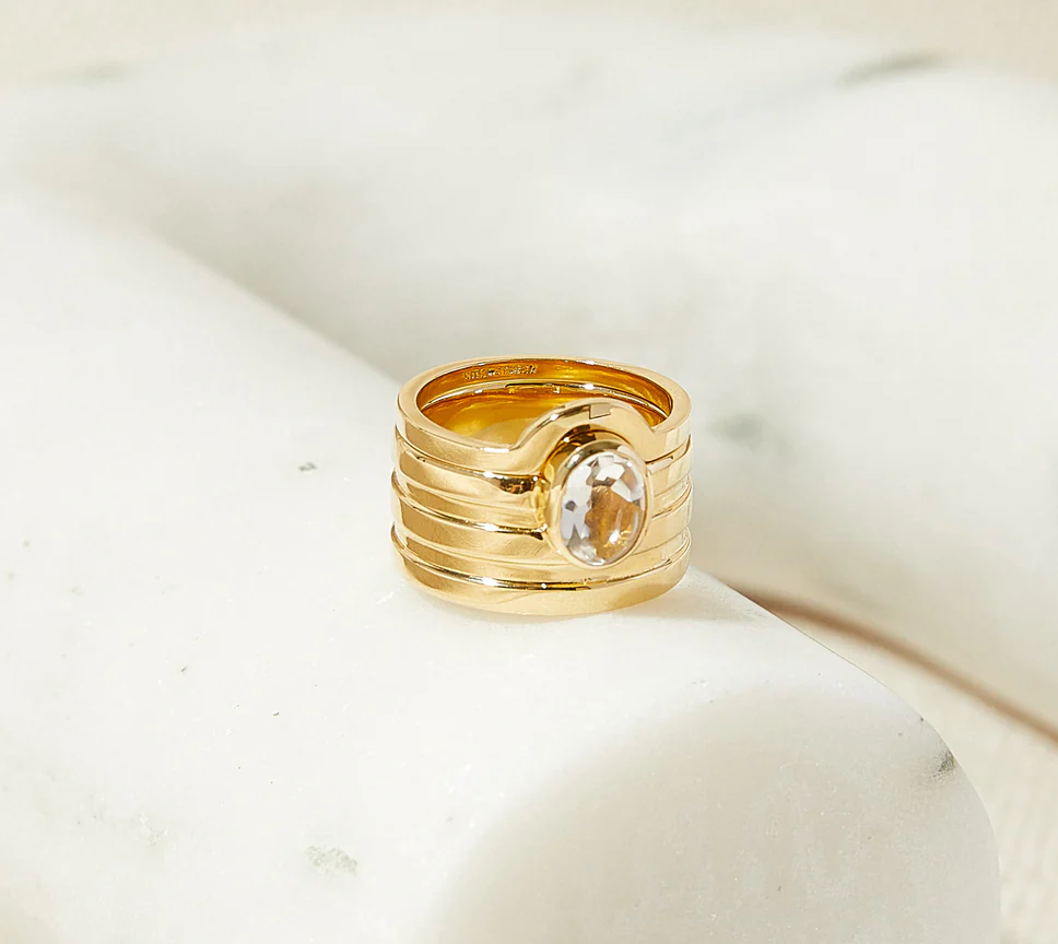 Row Ring in Topaz