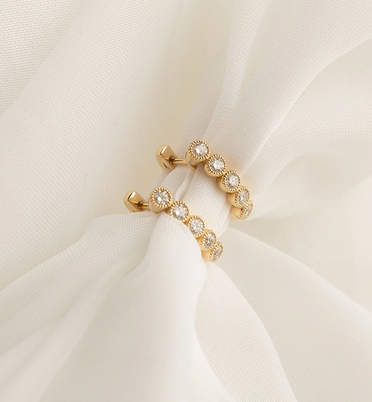 Diamond Bezel Huggie Hoops