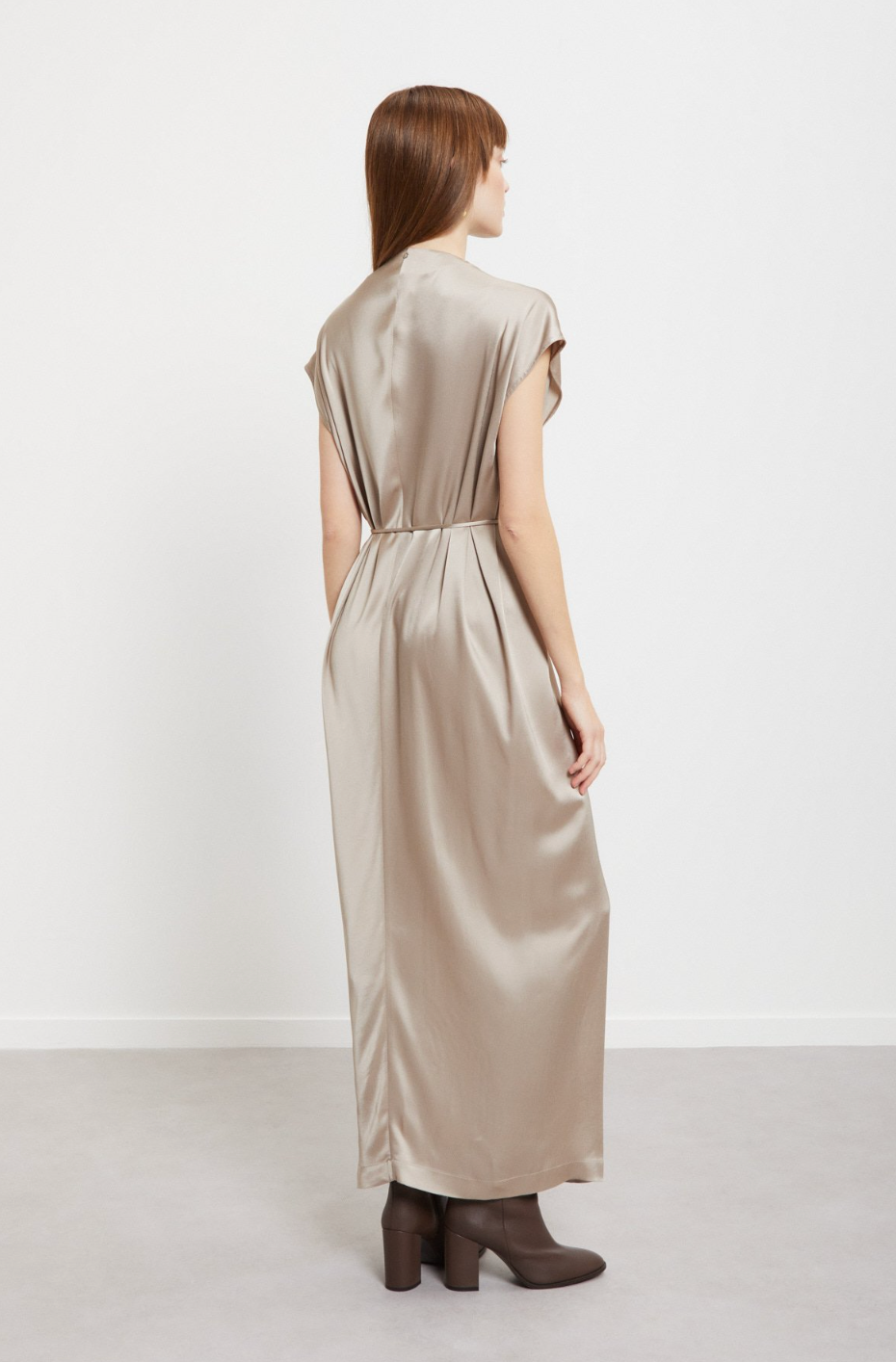 Viscose long dress with belt