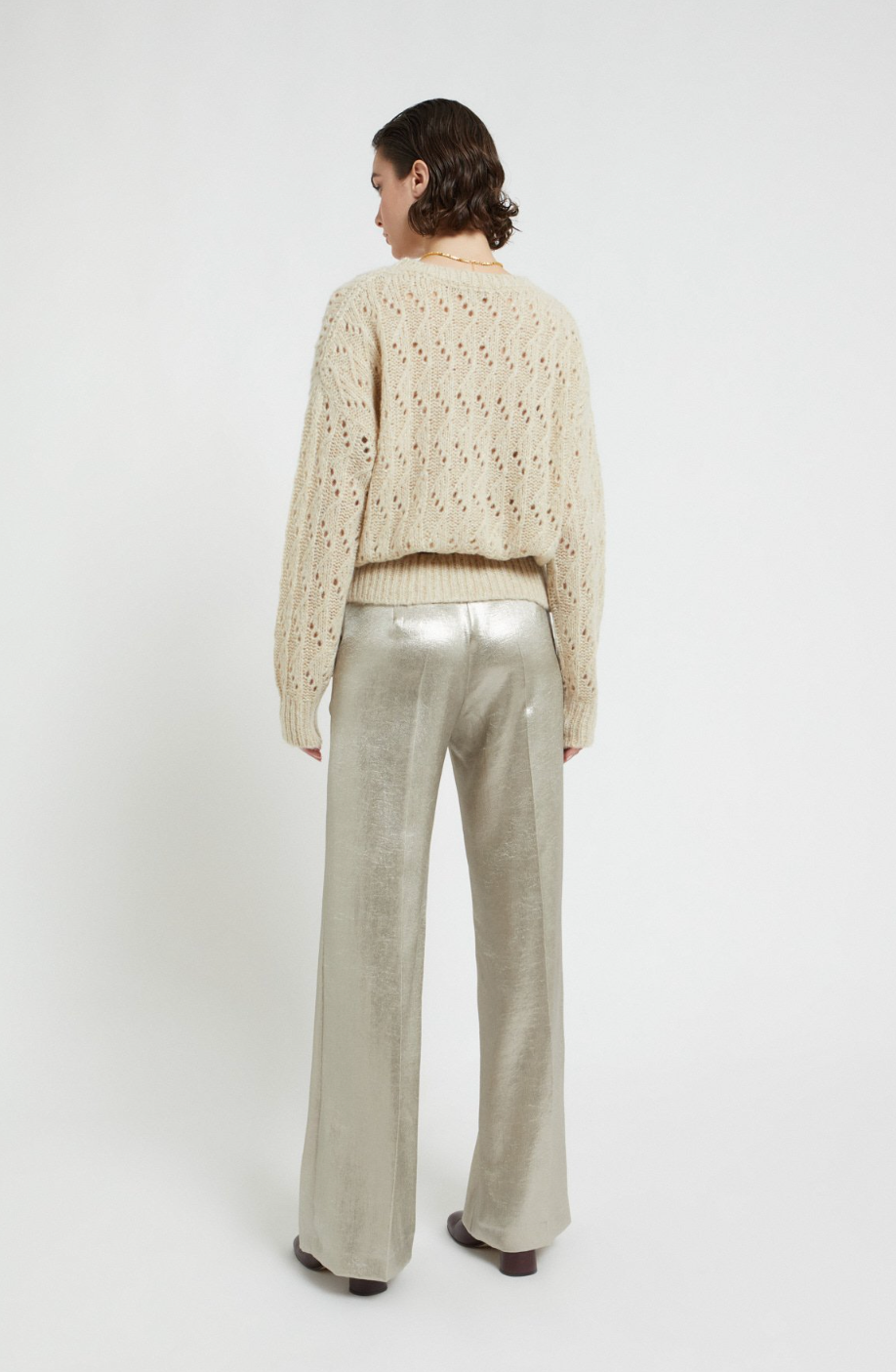 Shiny-effect trousers