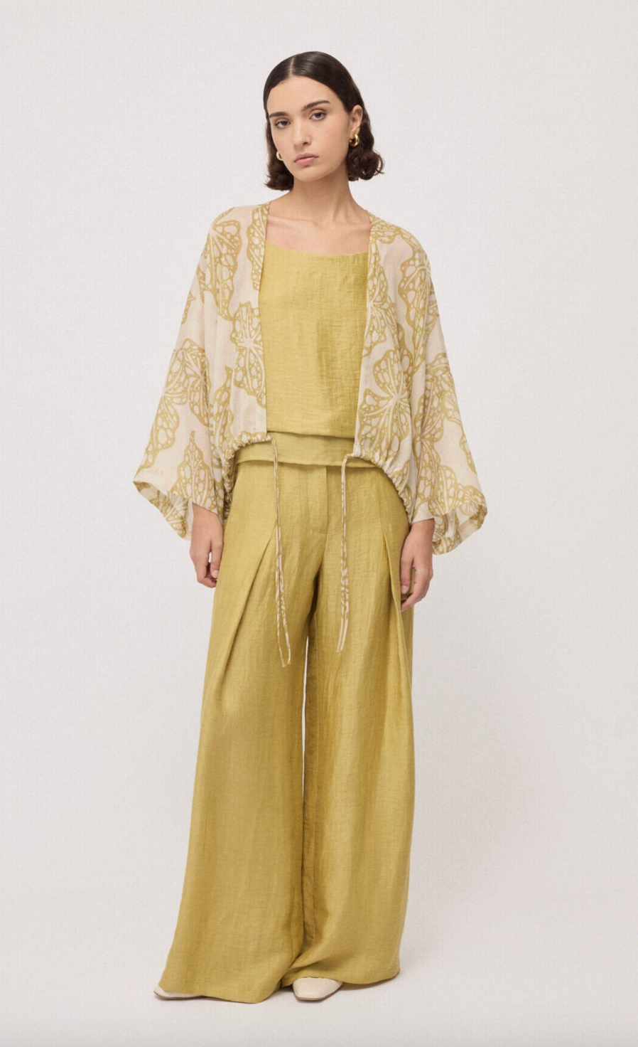 Linen blend palazzo trousers