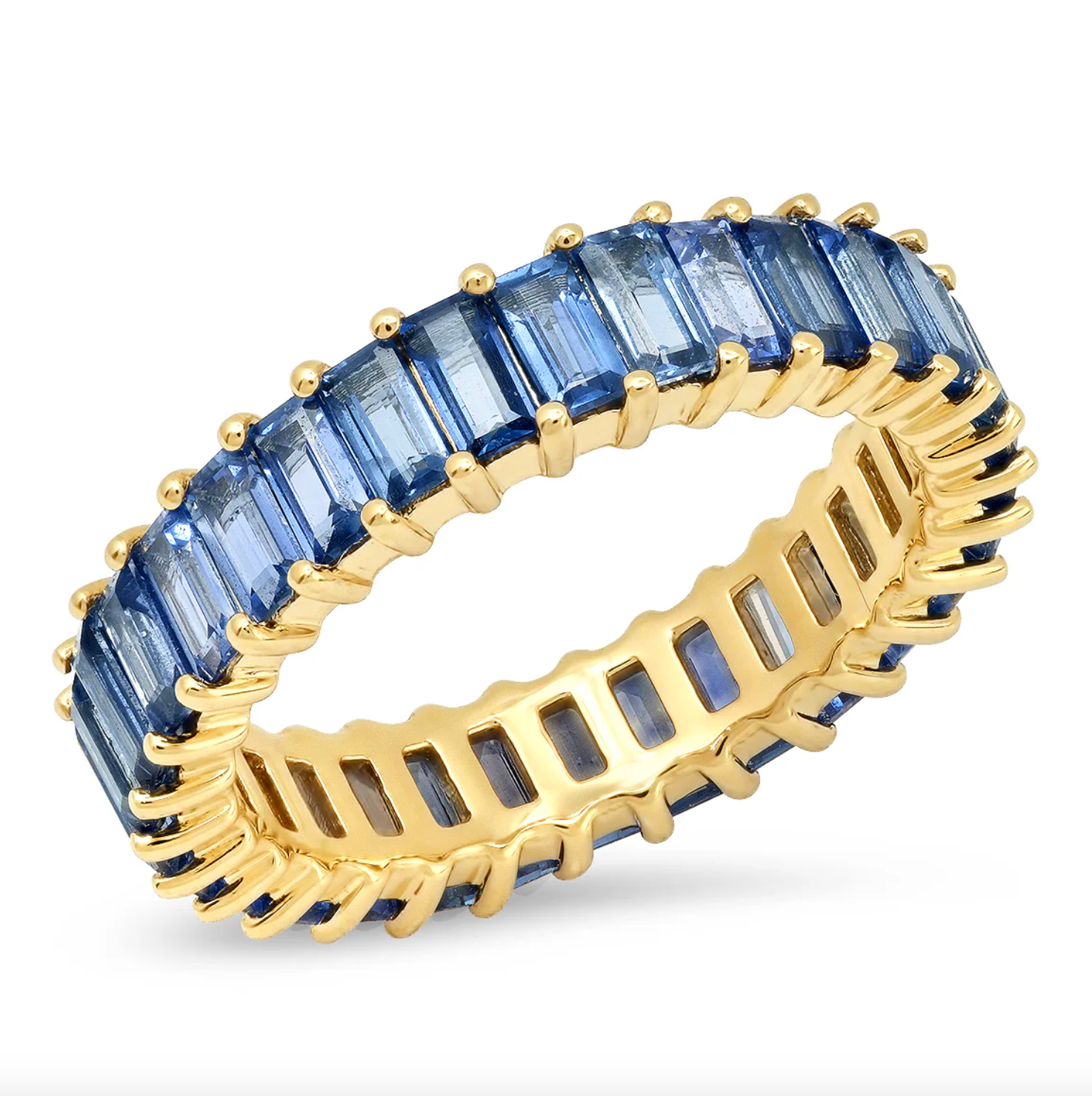 Blue Sapphire Vertical Baguette Ring