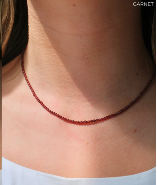 Micro Gemstone Necklace Garnet