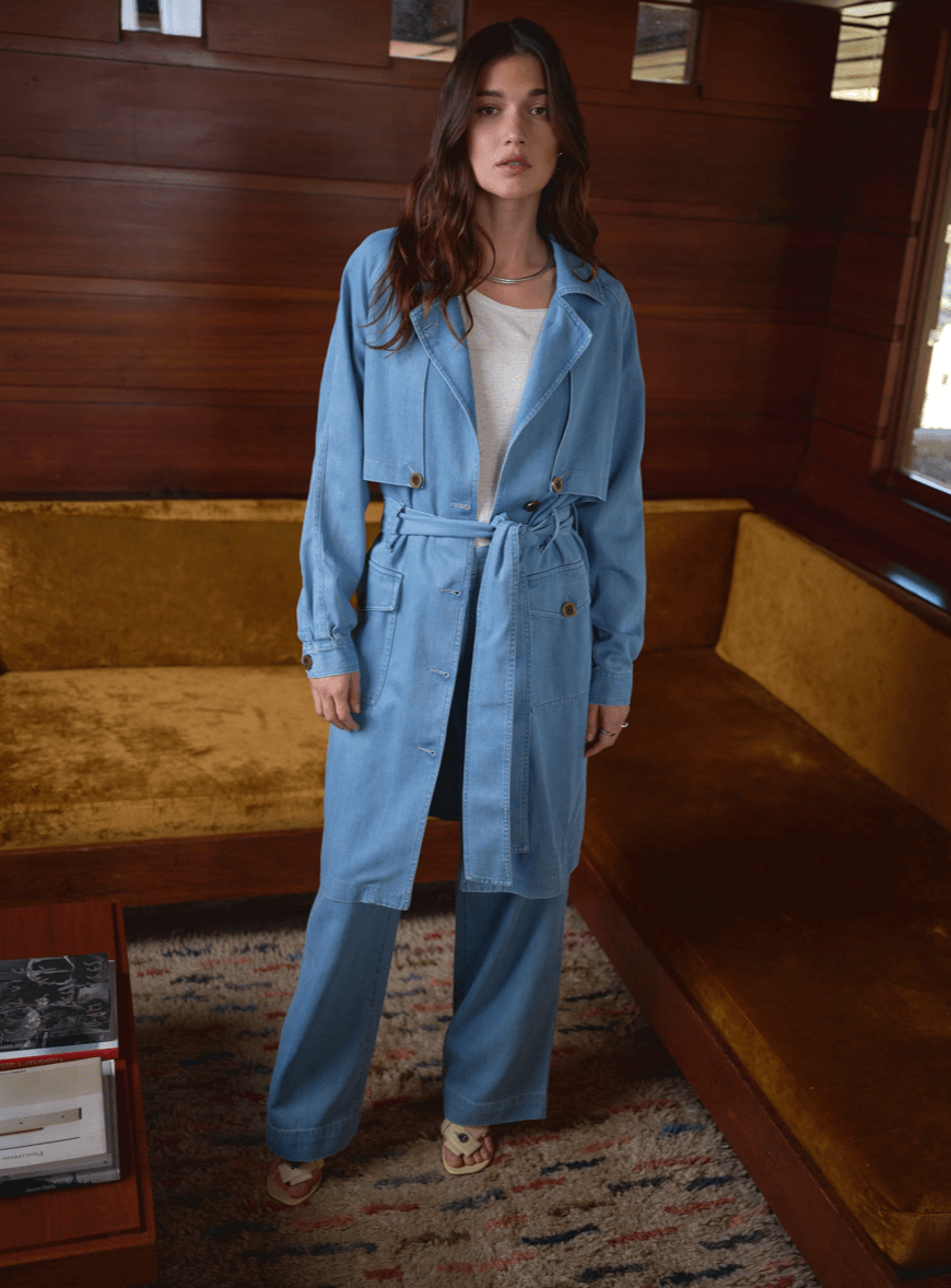 Amelie Trench Coat in Tencel Cotton Blend - Detour Boutiques