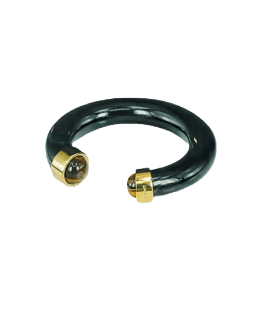 Black Resin with Tigers Eye Cuff - Detour Boutiques