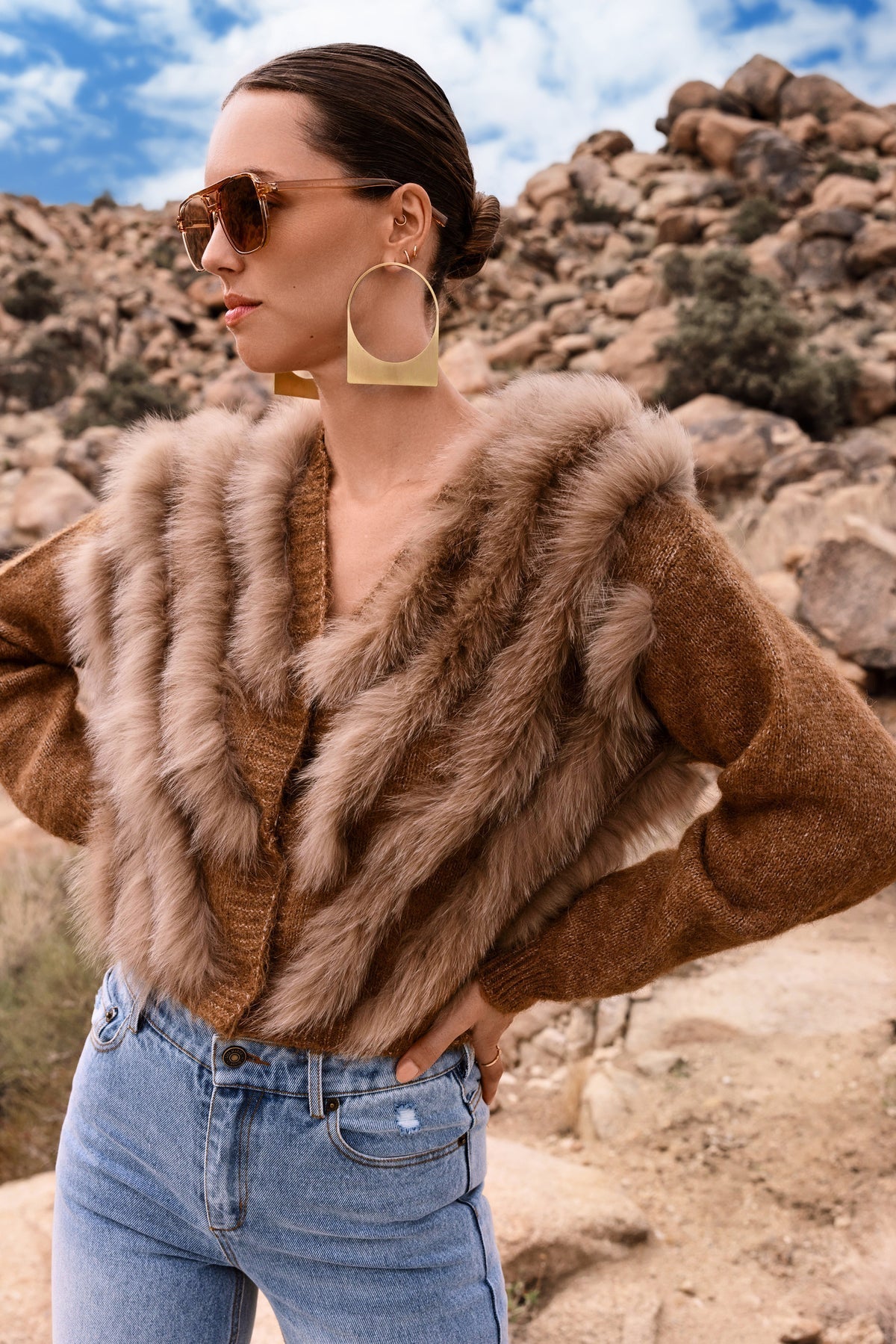 By The Fireside Genuine Fur & Wool Cardigan - Detour Boutiques