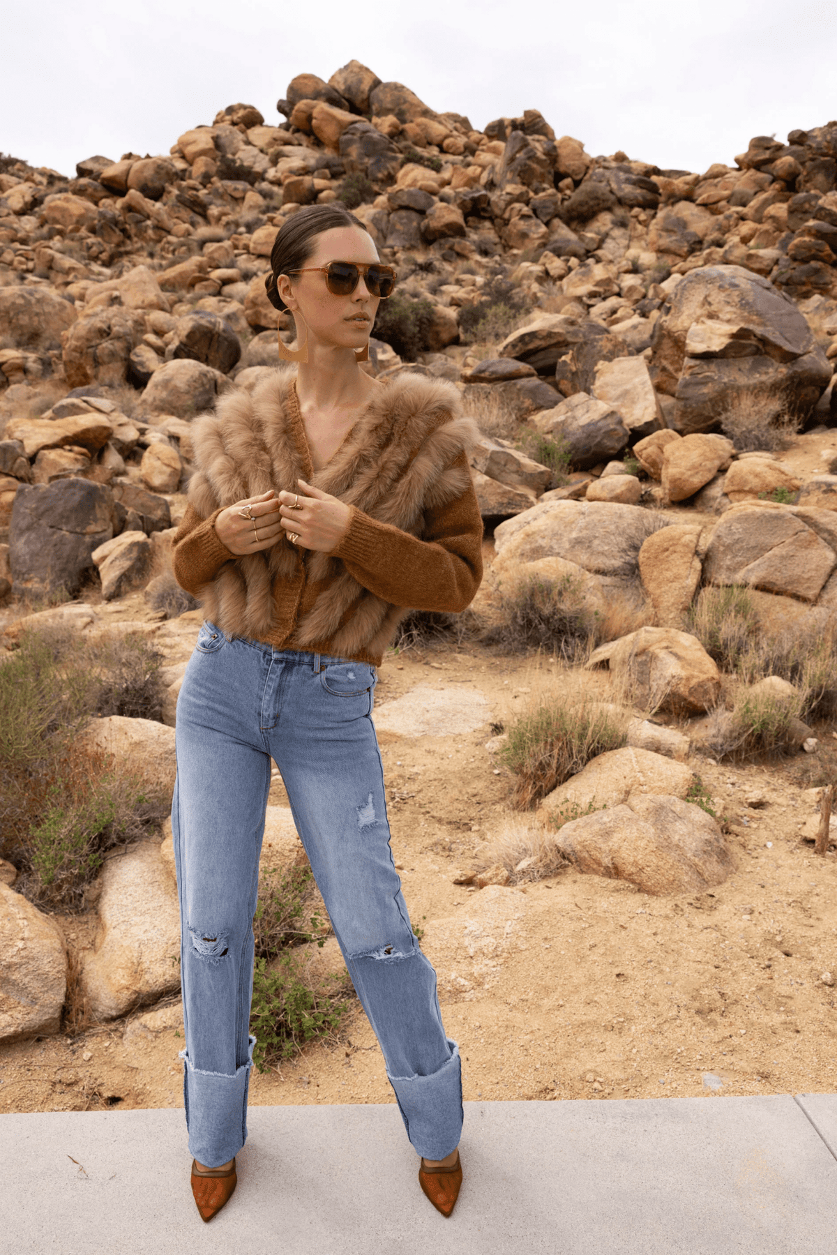 By The Fireside Genuine Fur & Wool Cardigan - Detour Boutiques