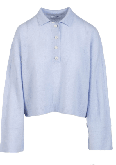 Coastal Cashmere Ribbed Polo Sweater - Detour Boutiques