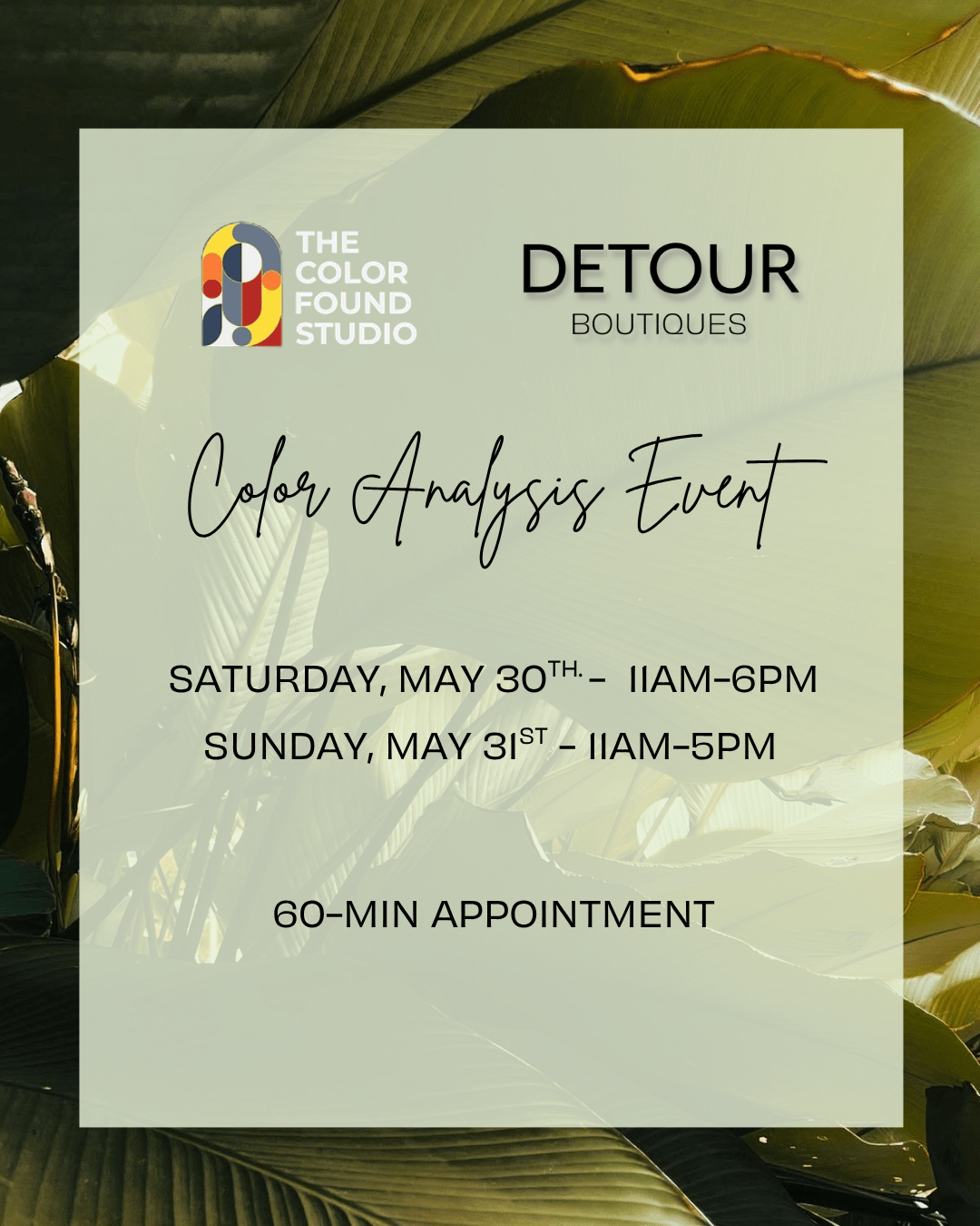 Color Analysis Booking - Detour Boutiques