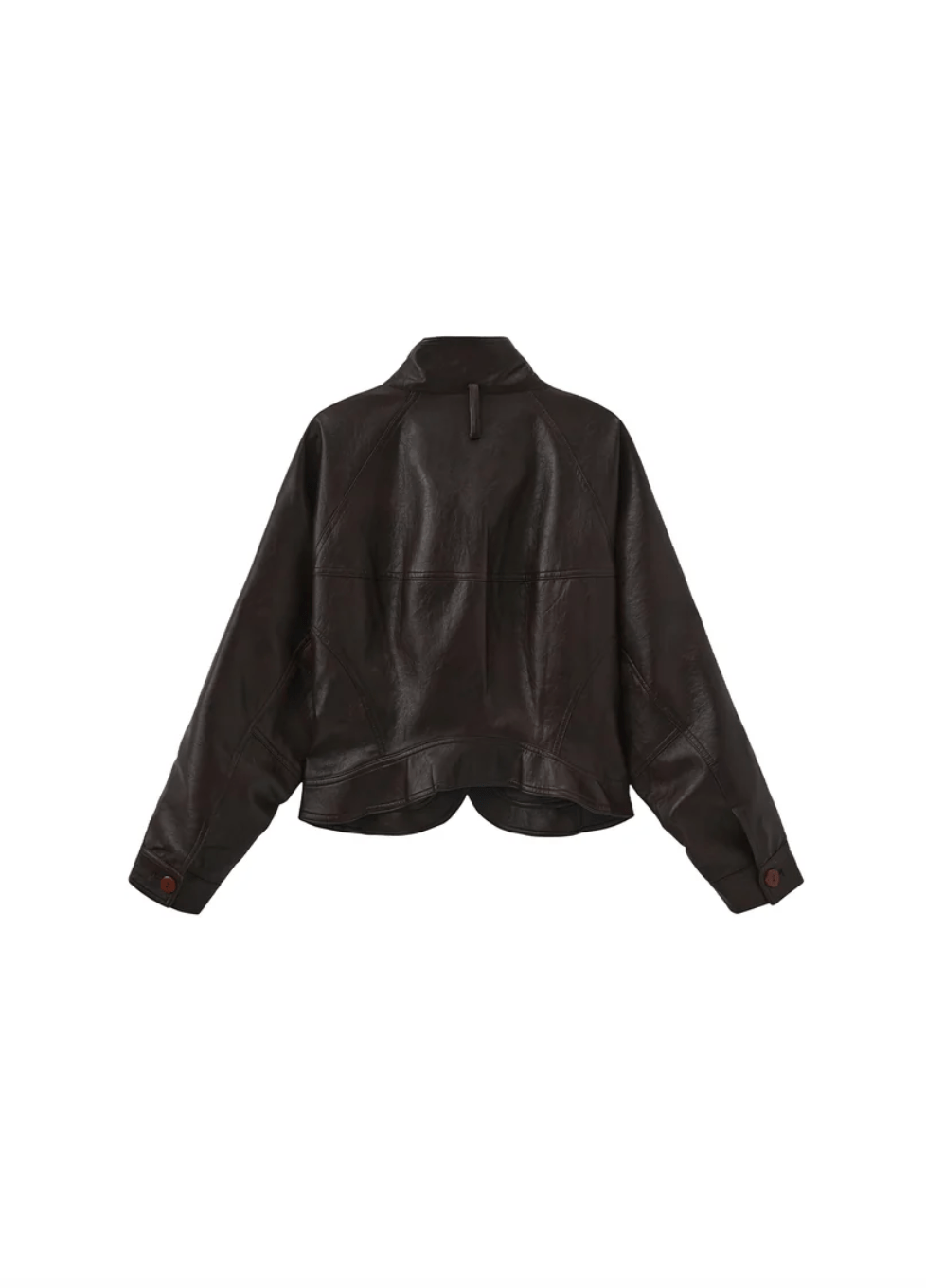 Curved Sleeve Faux Leather Jacket - Detour Boutiques