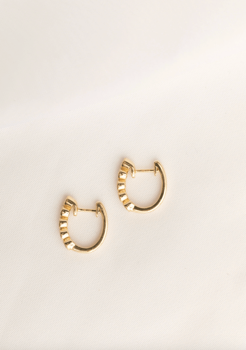 Diamond Bezel Huggie Hoops - Detour Boutiques