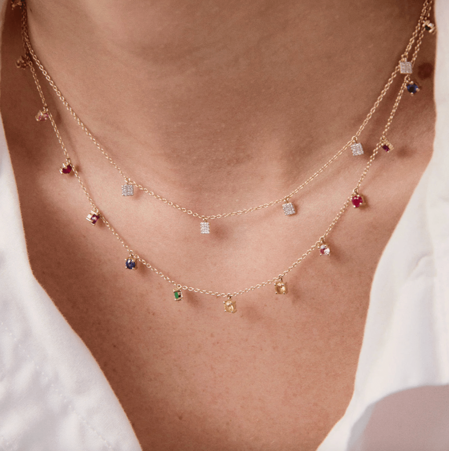 Diamond Mini Square Necklace - Detour Boutiques