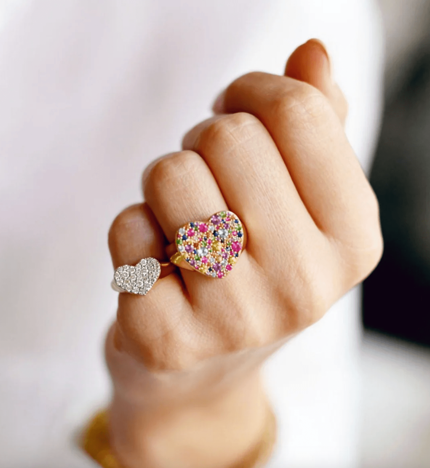 Diamond Smushed Heart Pinky Ring - Detour Boutiques