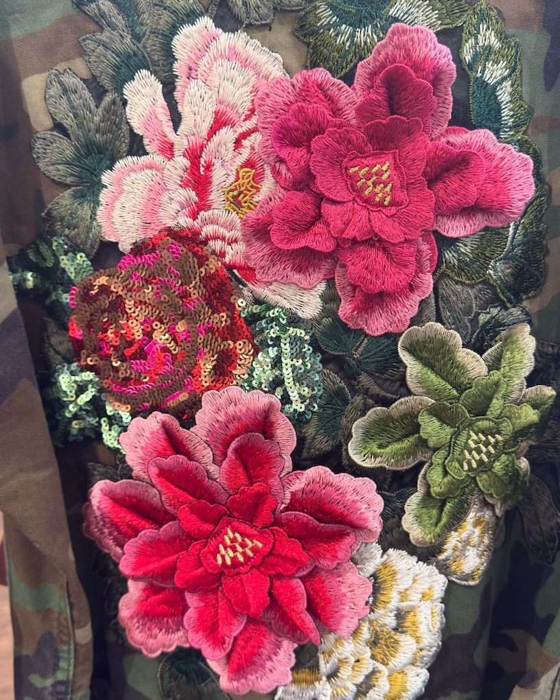 Floral Applique Jacket - Detour Boutiques
