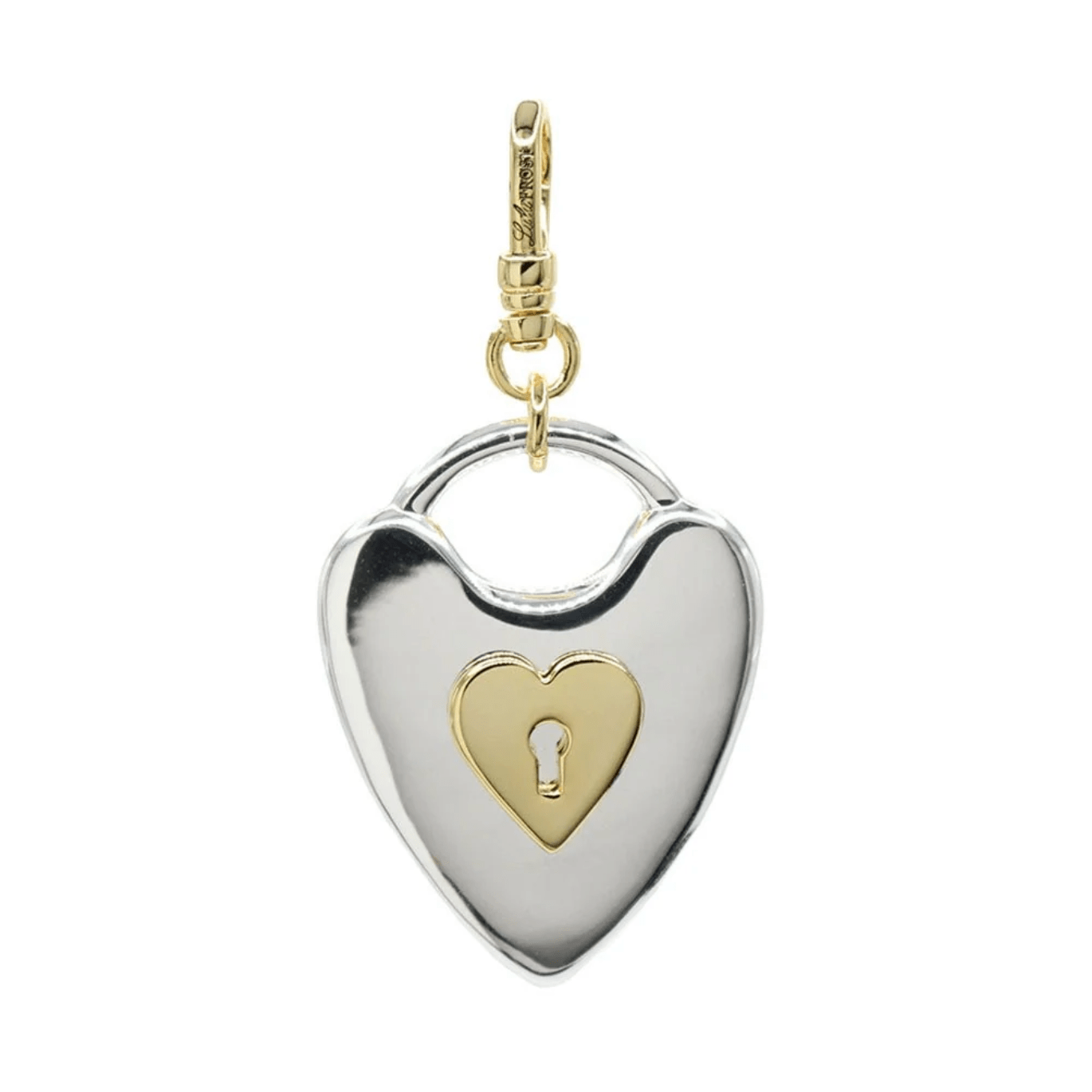 Folly Mixed Metal Liquid Silver and Gold Heart Padlock Charm - Detour Boutiques
