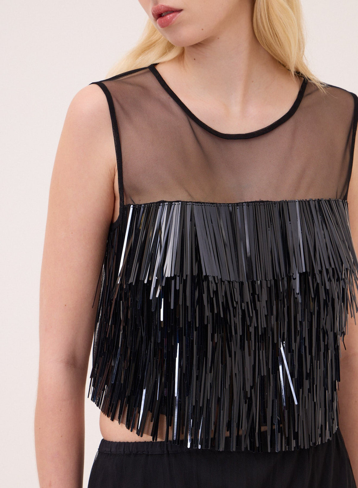Fringe Front Mesh Tank - Detour Boutiques