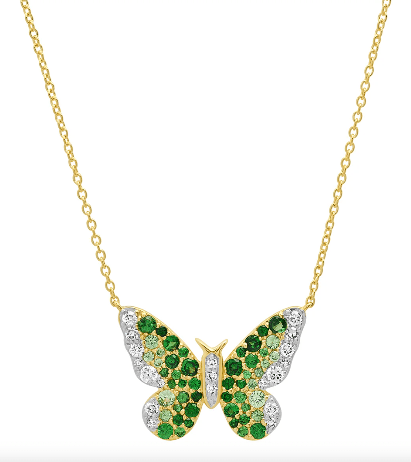Green and Diamond Ombré Butterfly Necklace - Detour Boutiques