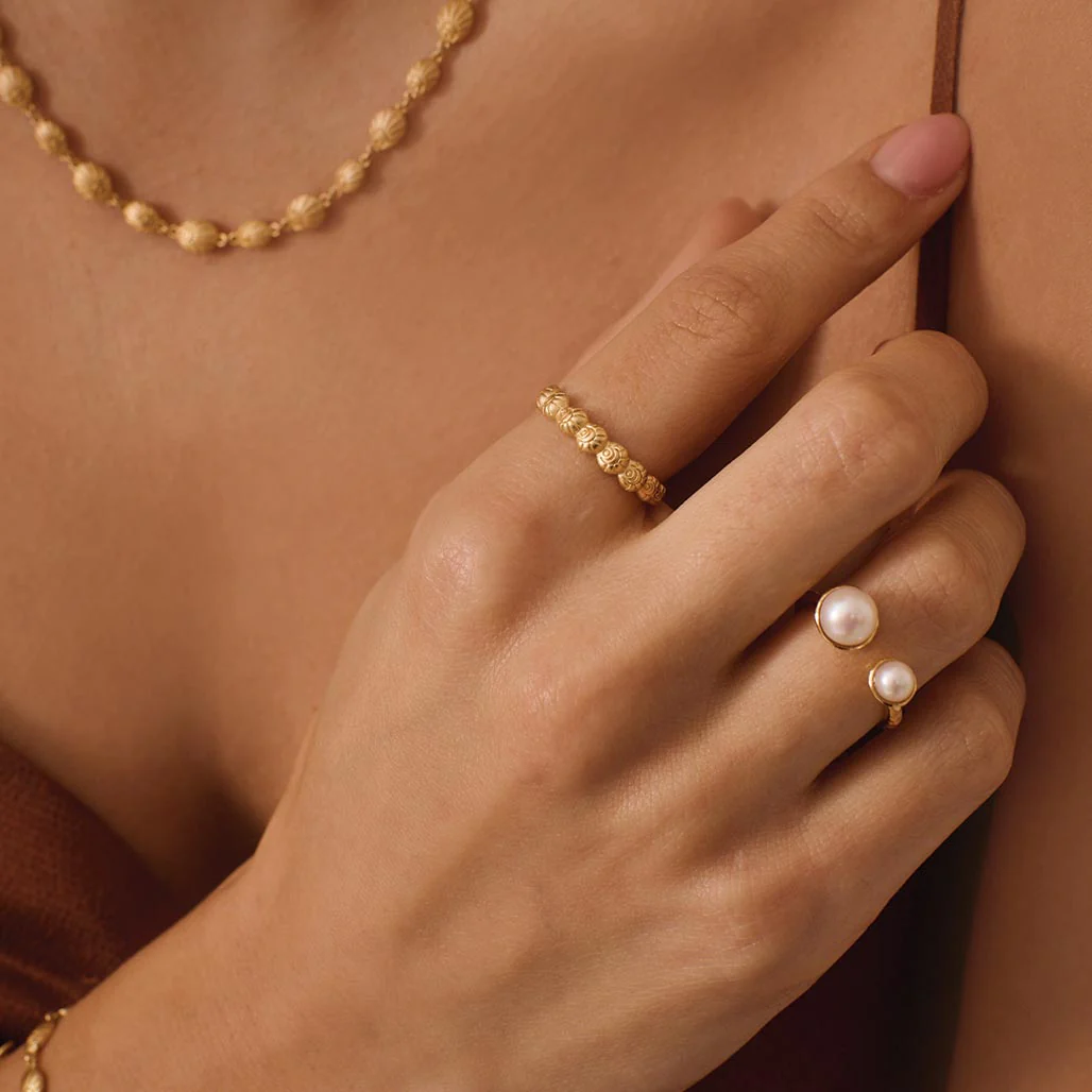Riviera Double Pearl Ring - Sz 7