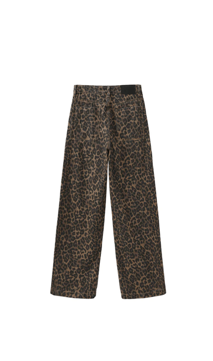 Leopard Wide Leg Denim Jeans - Detour Boutiques