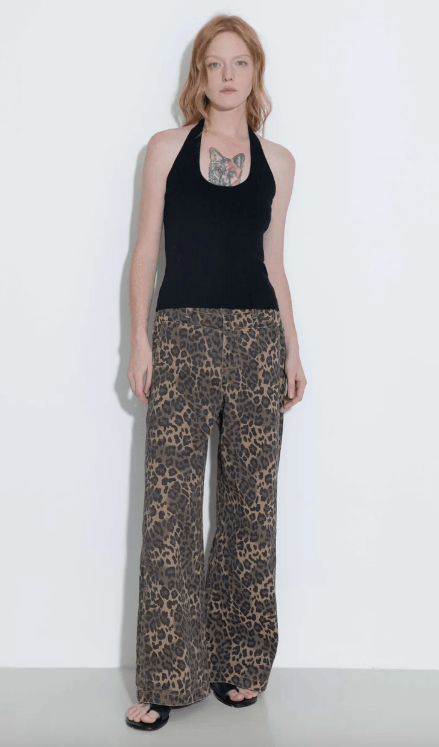 Leopard Wide Leg Denim Jeans - Detour Boutiques