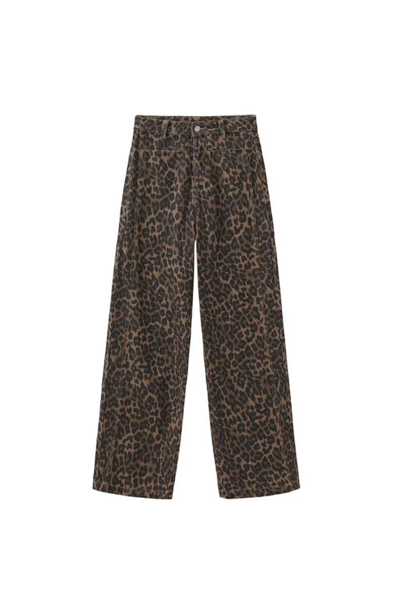 Leopard Wide Leg Denim Jeans - Detour Boutiques