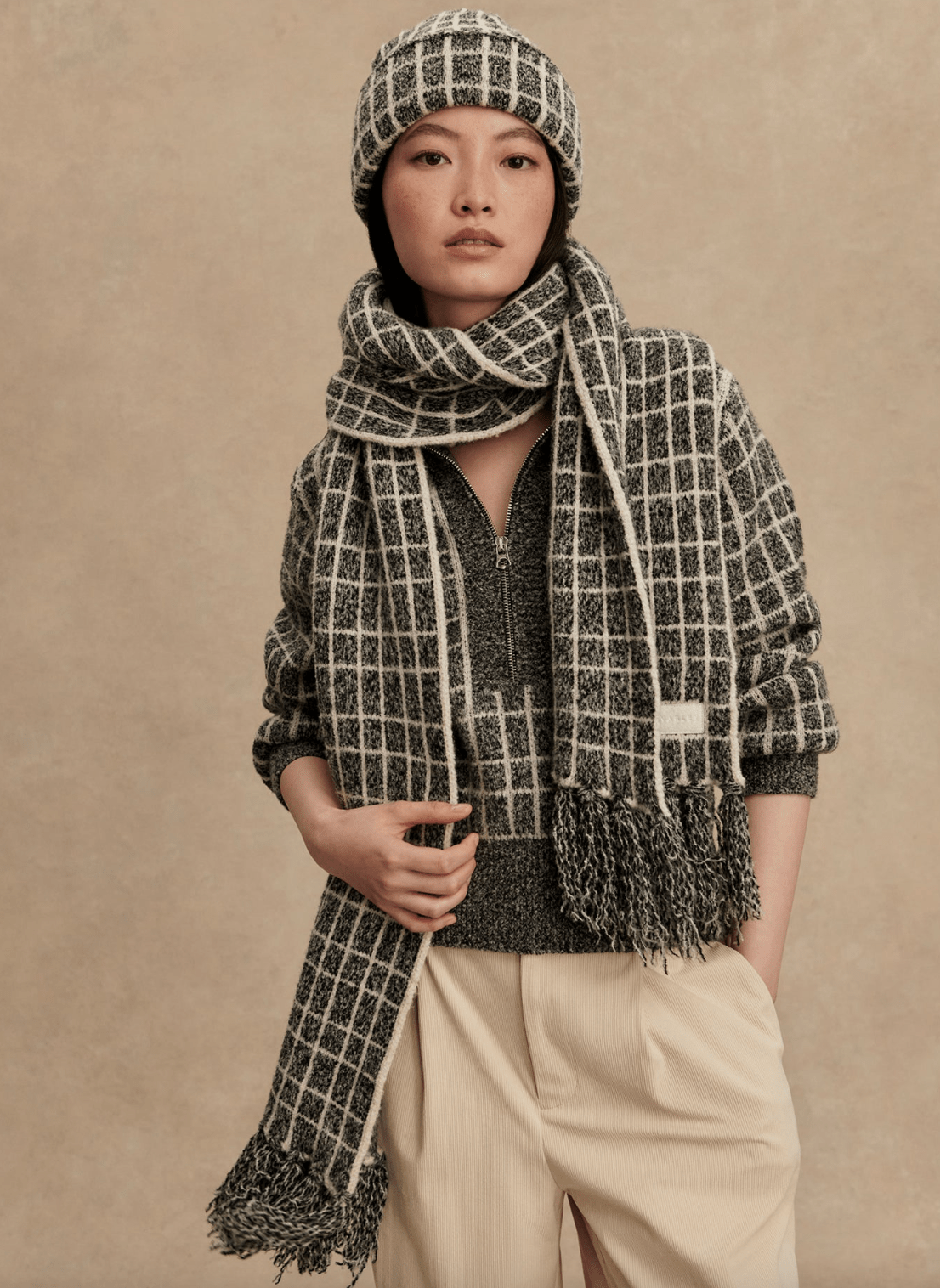 Lindsey Check Knit Scarf - Detour Boutiques