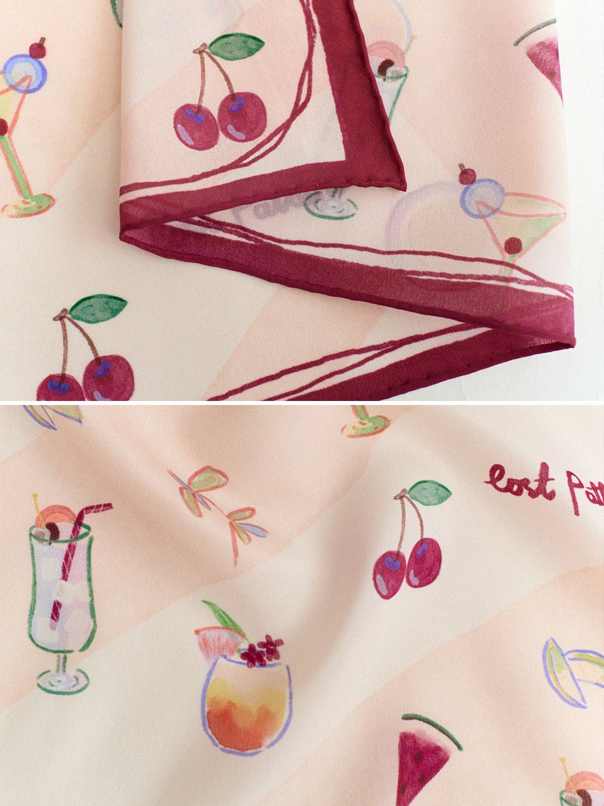 Lost Pattern NYC - "Happy Hour" Silk Bandana - Martini Pink - Detour Boutiques