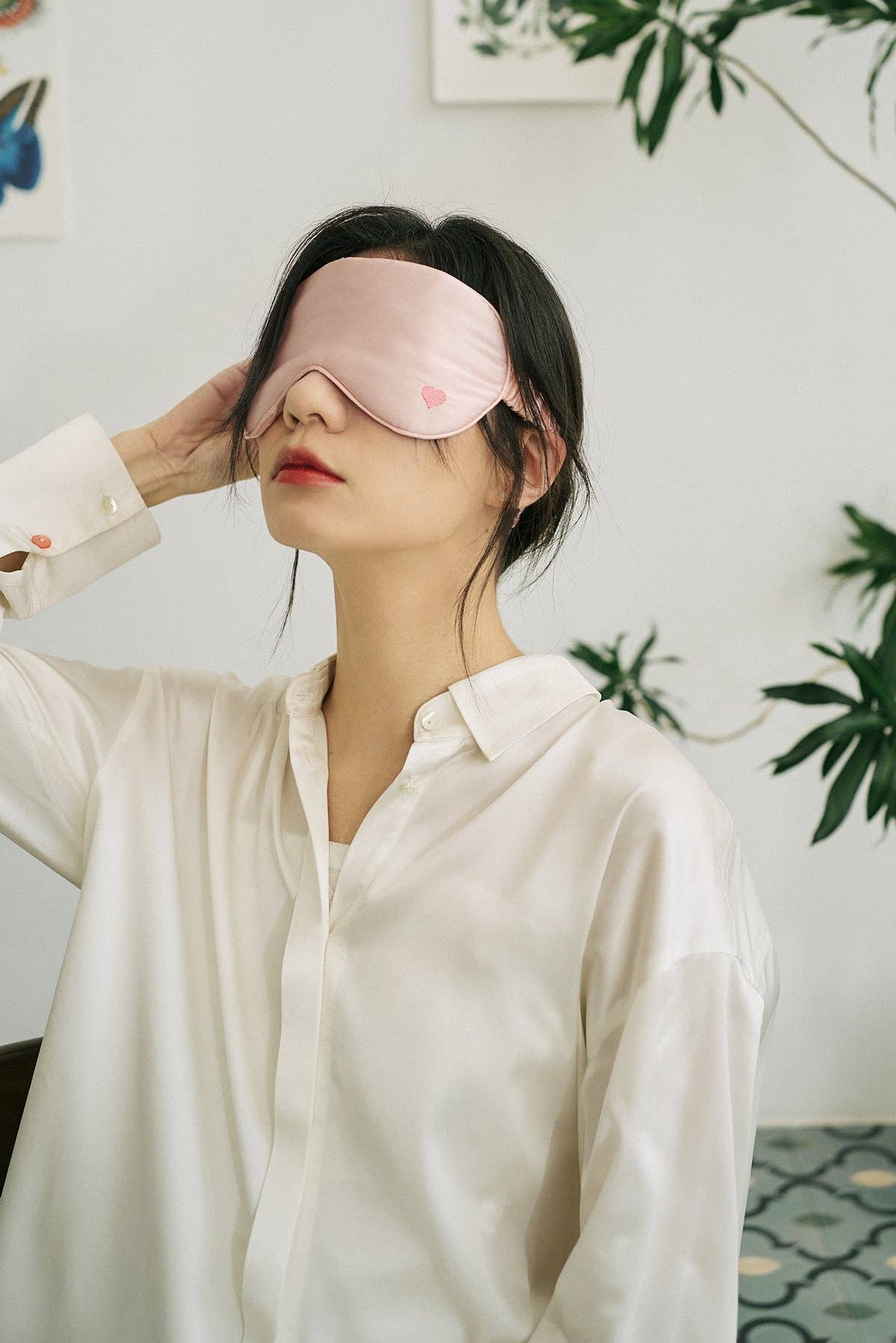 Lost Pattern NYC - “Love Heart” Silk Sleep Eye Mask - Pink - Detour Boutiques