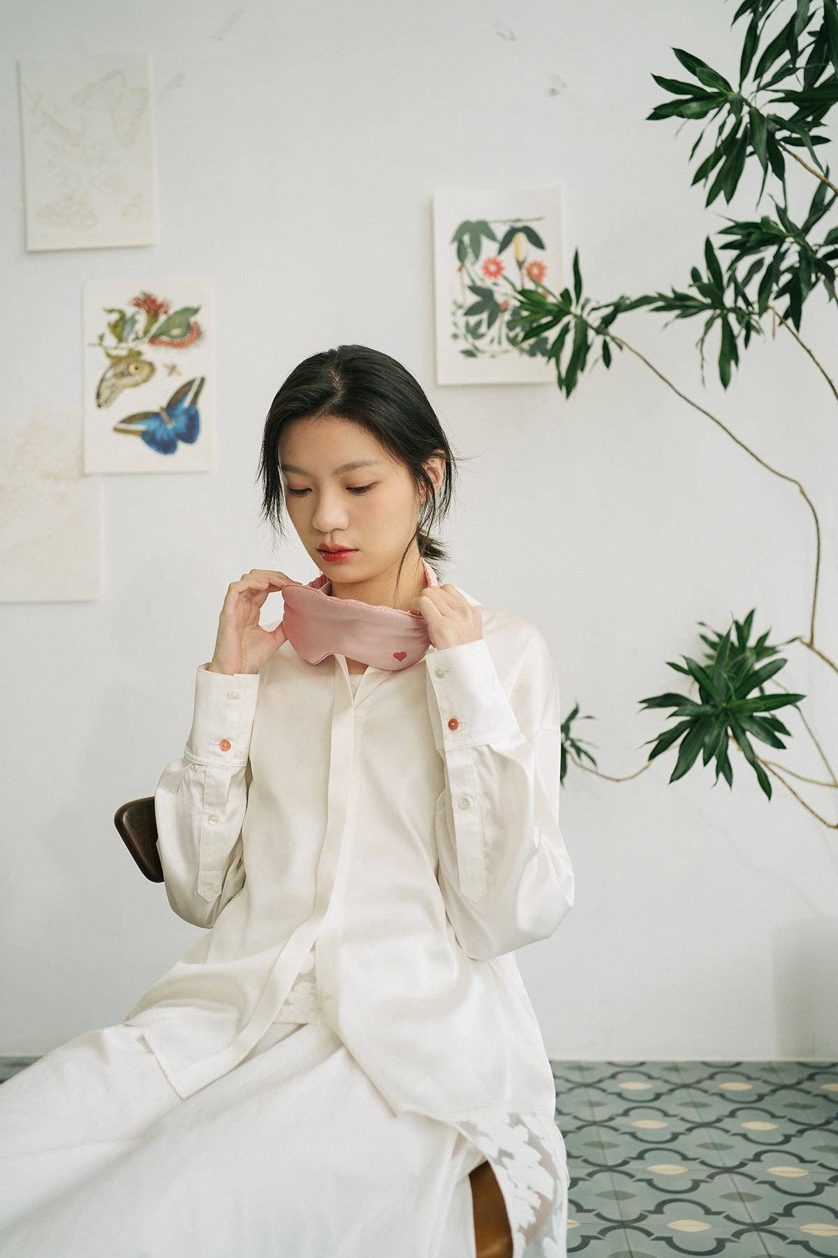 Lost Pattern NYC - “Love Heart” Silk Sleep Eye Mask - Pink - Detour Boutiques