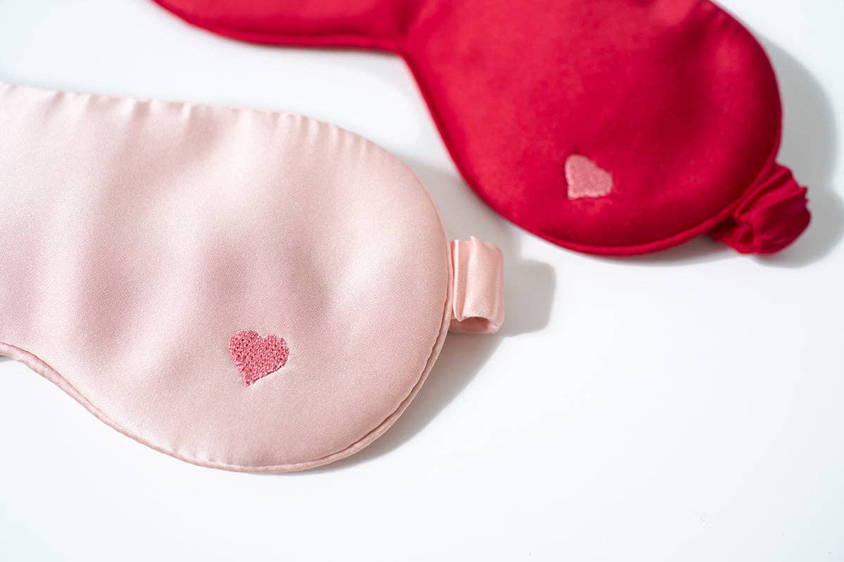 Lost Pattern NYC - “Love Heart” Silk Sleep Eye Mask - Pink - Detour Boutiques