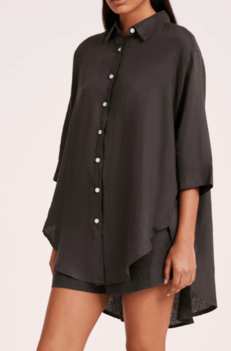 Lounge Linen Longline Shirt - Detour Boutiques