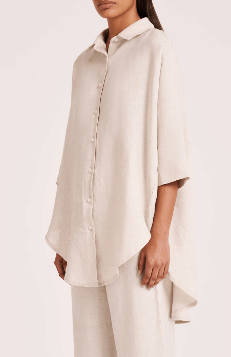 Lounge Linen Longline Shirt - Detour Boutiques