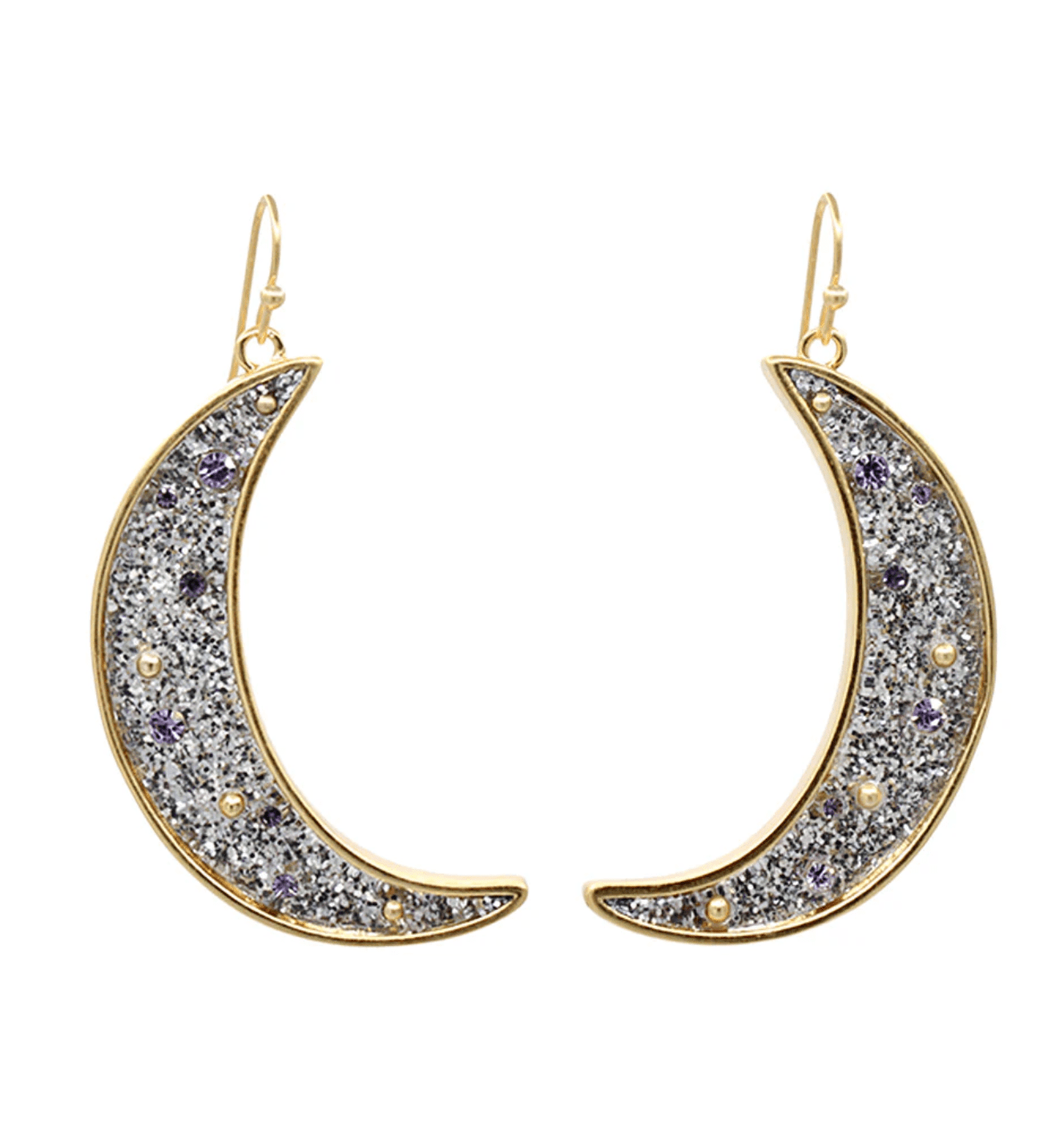Love You To the Moon & Back Crescent Moon Glitter Resin Hollyn Earrings - Detour Boutiques