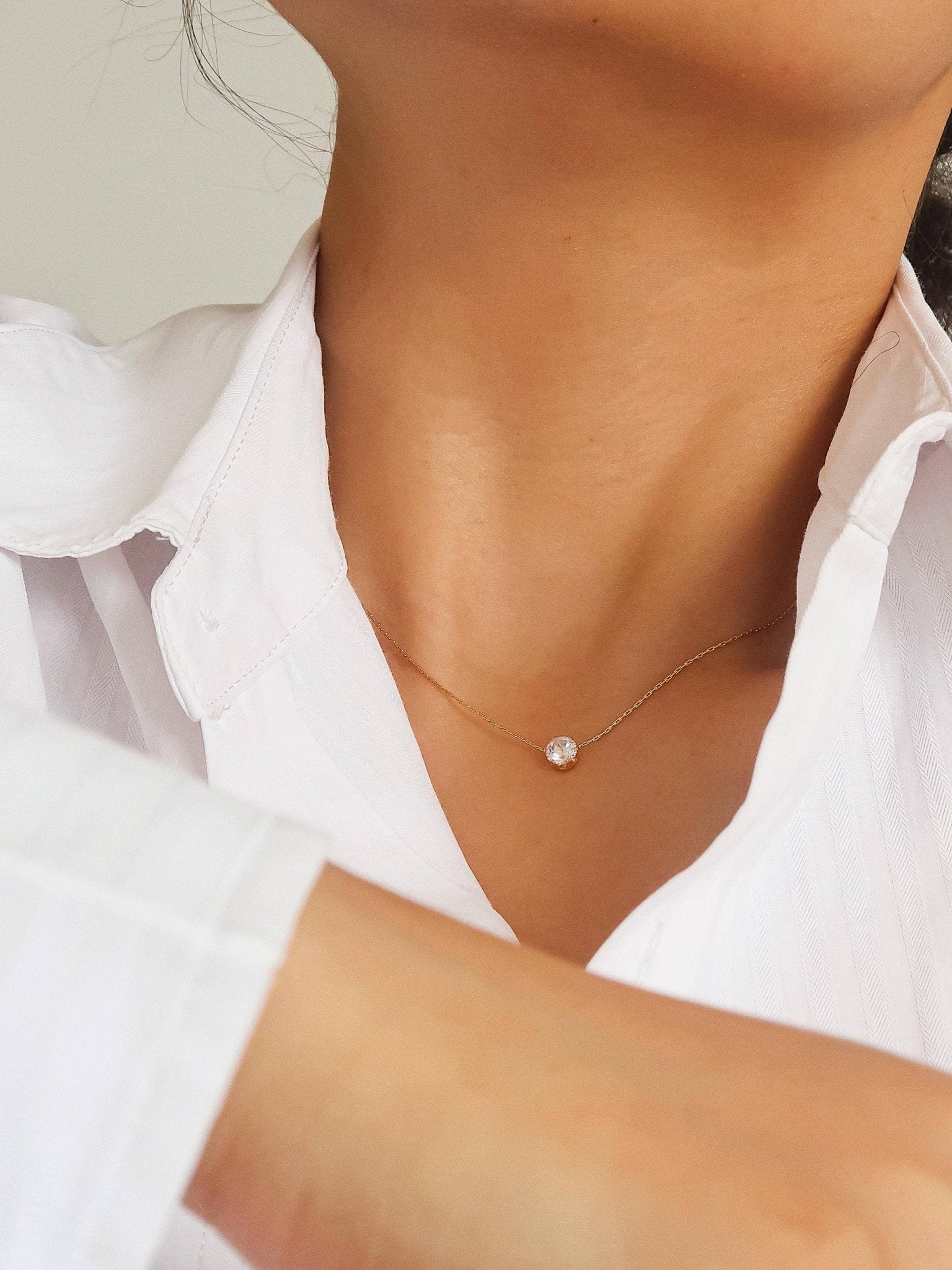 MAIQ Accessories - Ciara 18K Non - Tarnish Petite Round CZ Necklace - Detour Boutiques