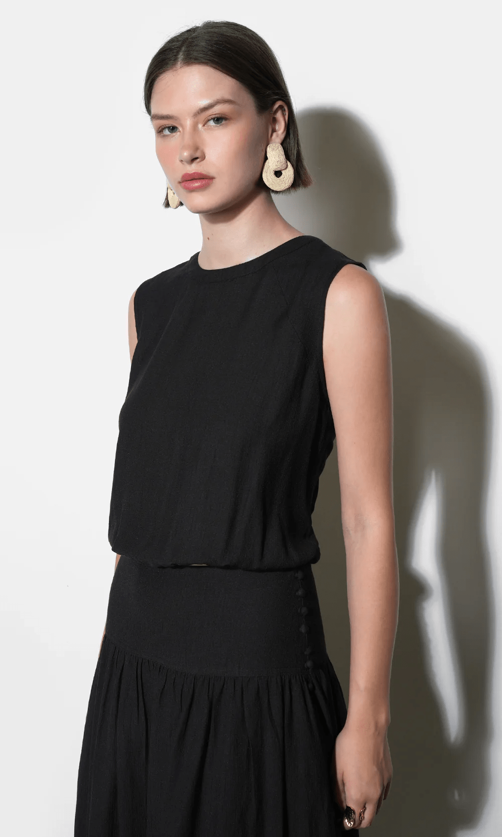 Maya Back Button Bubble Top - Detour Boutiques