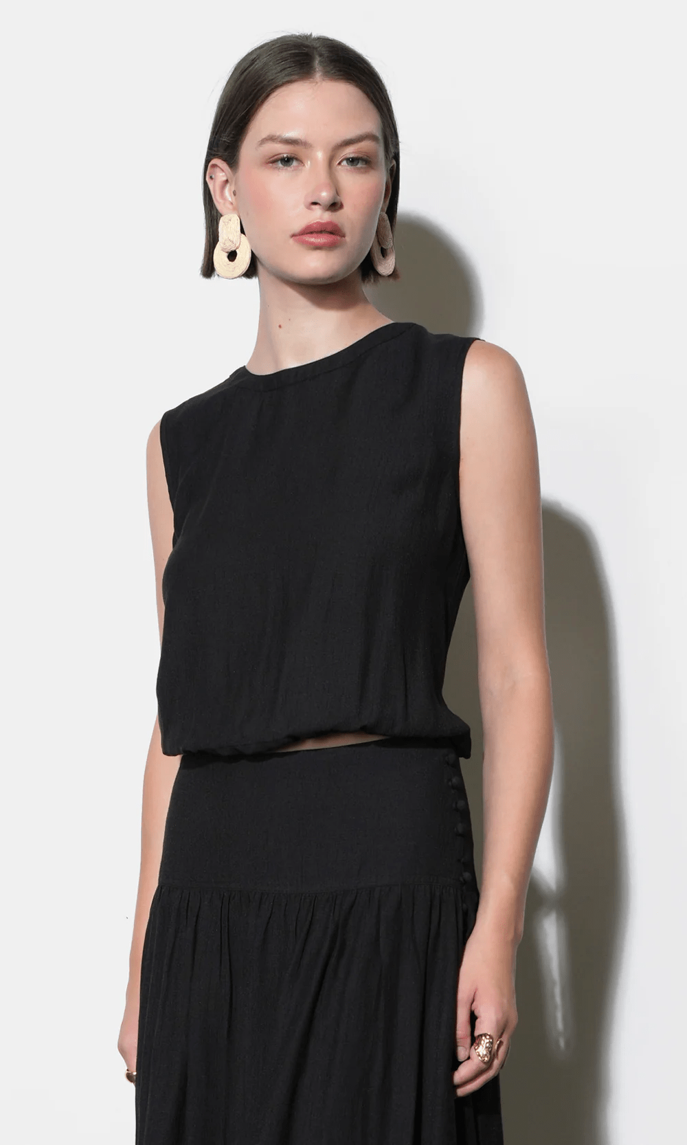 Maya Back Button Bubble Top - Detour Boutiques