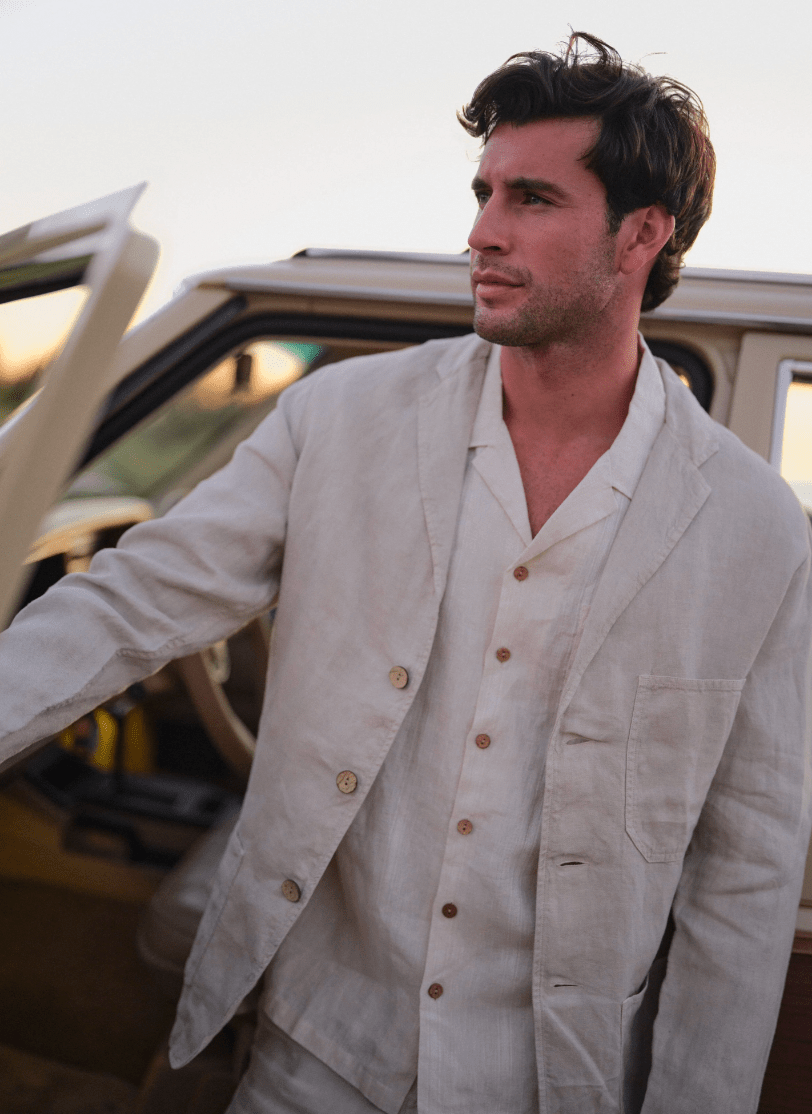 Men's Hudson Shirt in Linen Jacquard - Detour Boutiques