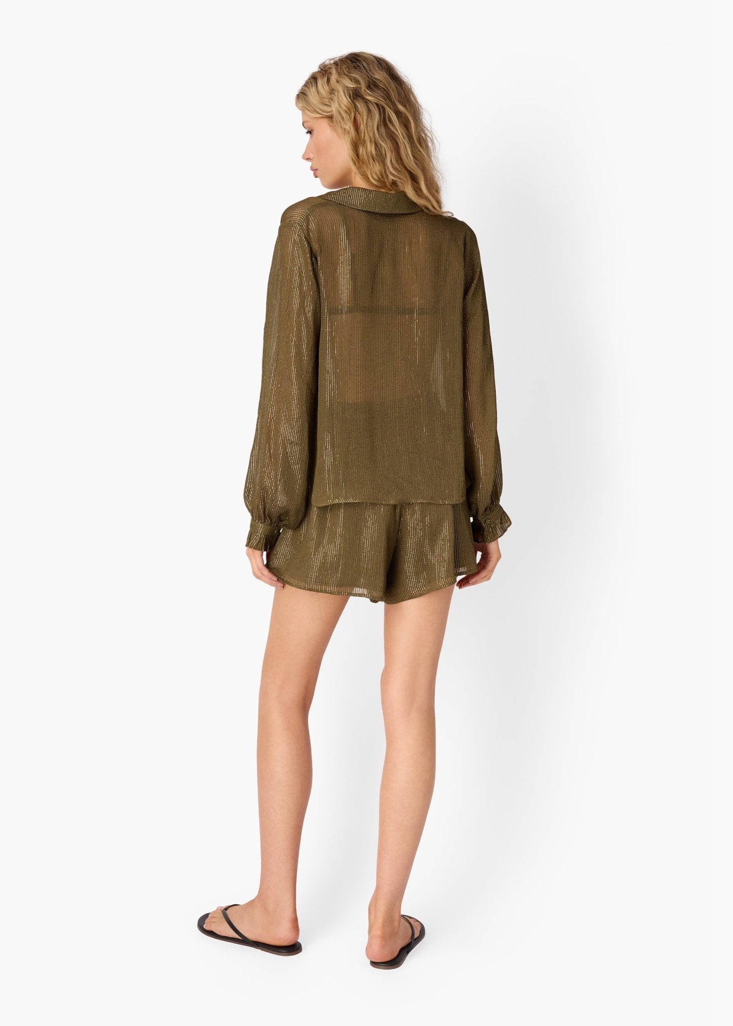Niecey Metallic Chiffon Blouse - Detour Boutiques