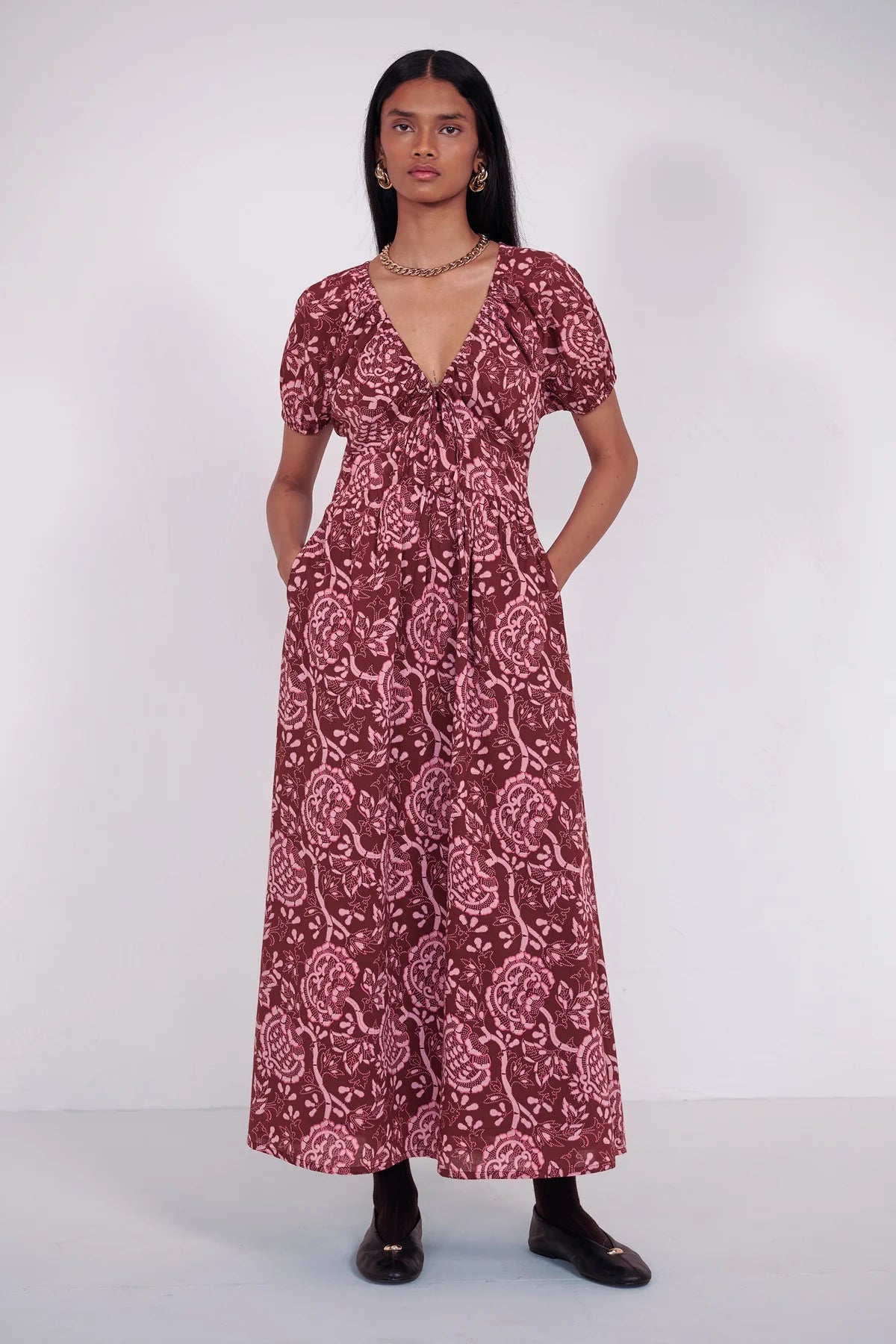 NORMA DRESS COROMANDEL CHOCOLATE - Detour Boutiques