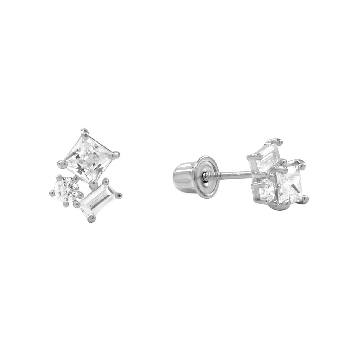 Ofina Jewelry - 10k Solid Gold CZ Trio Cluster Studs - Detour Boutiques