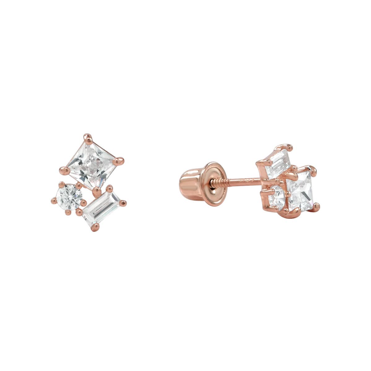 Ofina Jewelry - 10k Solid Gold CZ Trio Cluster Studs - Detour Boutiques
