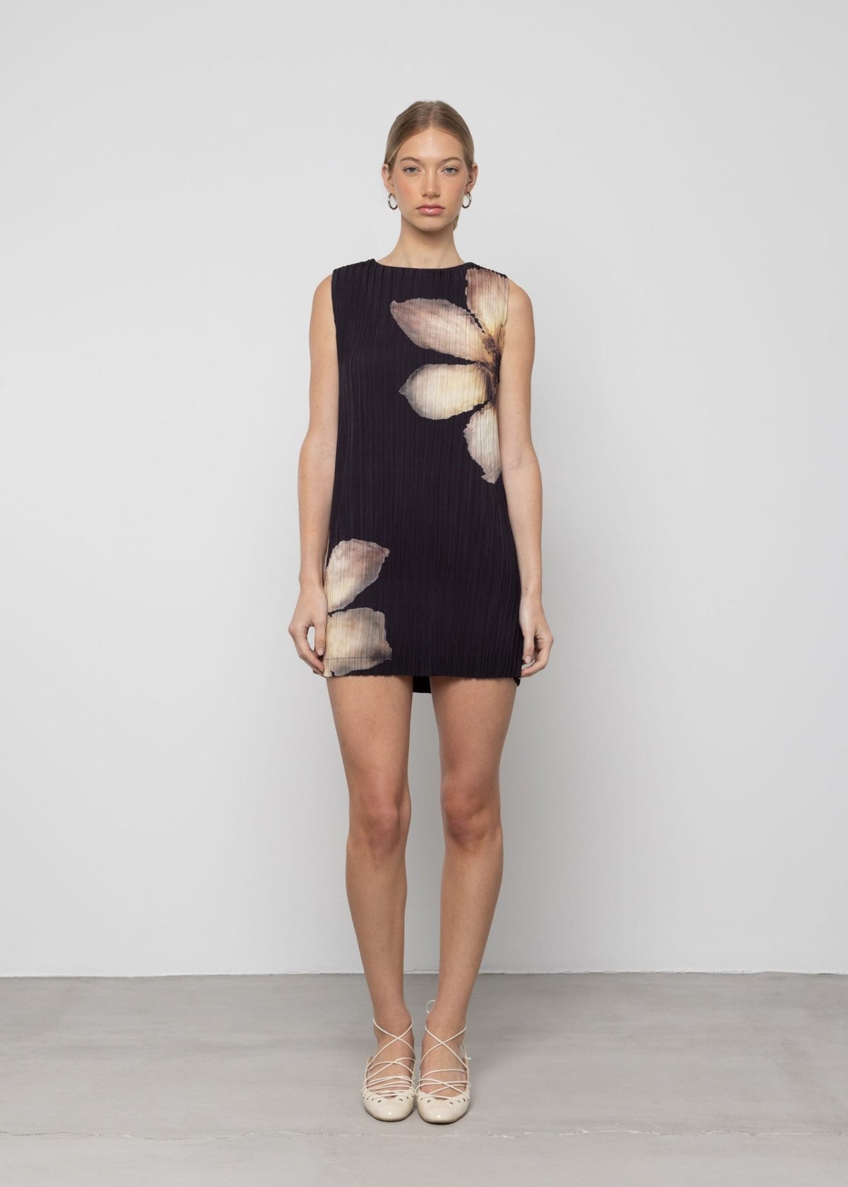 Pleated Floral Mini Dress - Detour Boutiques