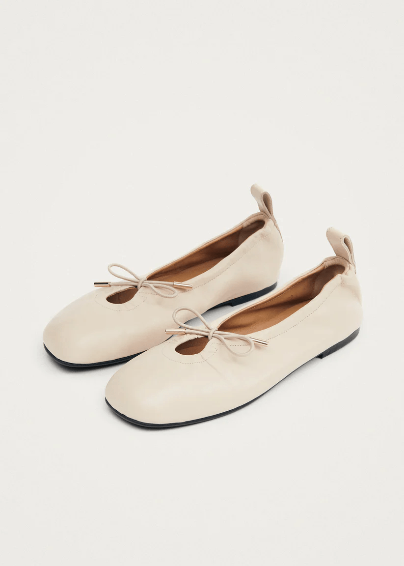 Rosalind Cream Leather Ballet Flats - Detour Boutiques